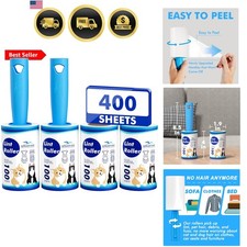 Extra Sticky Lint Roller, Mega Value Set 400 Sheets for Pet Hair Removal, Dog...