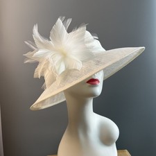 Woman Church Derby Wedding Sinamay Dress Hat Wide Brim Floral Party Top Cap