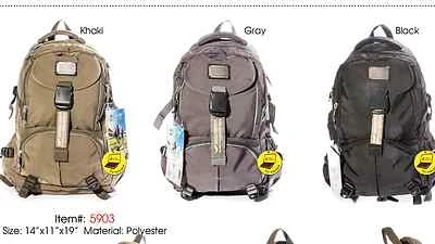 black back pack/Royal Mountain Heavy Duty Back Pack Charcoal&GREEN 18" #5903