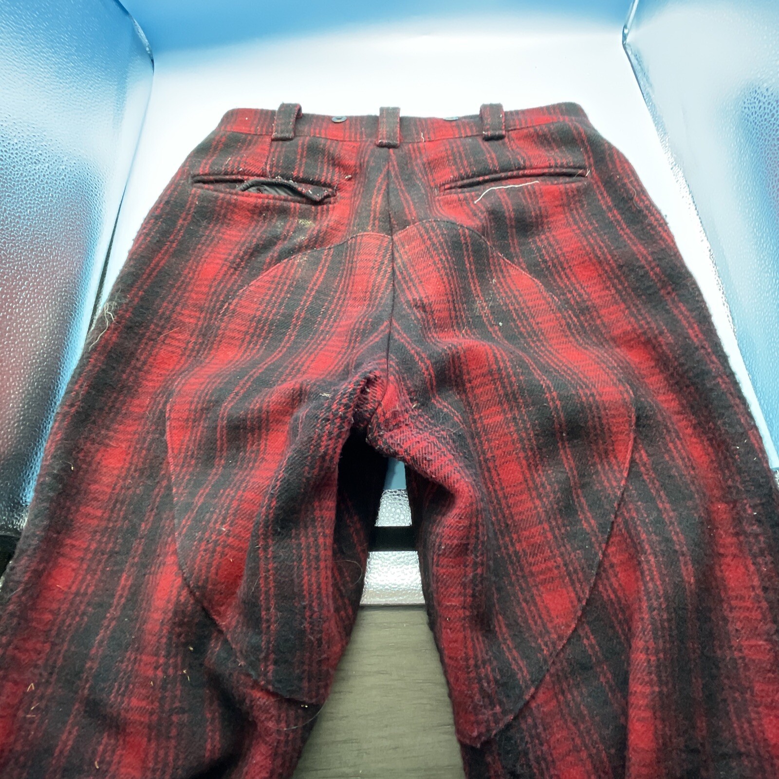 Vintage 1993 Woolrich Red Plaid Wool Plaid Hunting Pants Mens SIZE 34