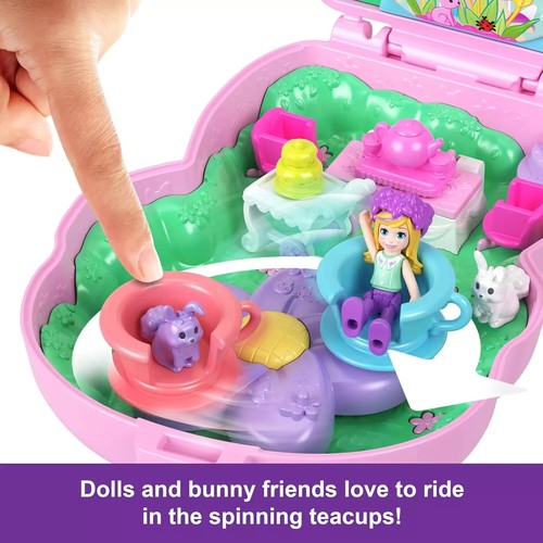 Polly Pocket Tea Party Bunny Compact Dolls and Pet Bunnies Playset New Toy Gift - Picture 4 of 5