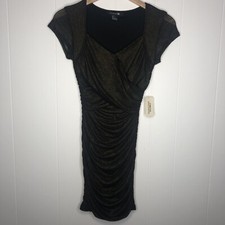 Forever 21 Metallic Dress Women's Size Small Black Ruched Draped Chest NWT