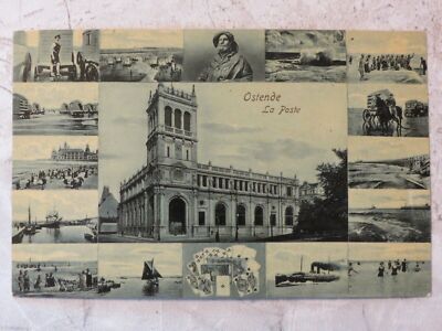 Vintage 1920s? French Postcard: Ostende La Poste Multi-view Ostend Belgium