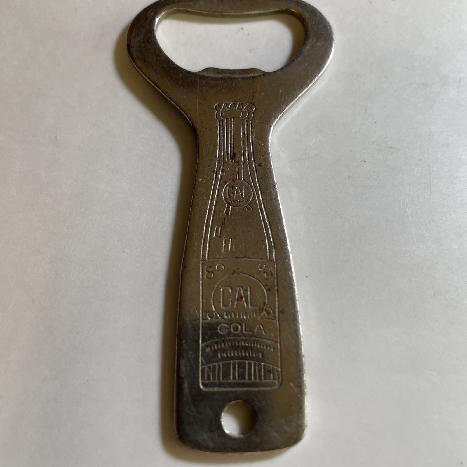 Rare Vintage CAL-COLA Cal Soda Metal Bottle Opener Vaughan Chicago USA