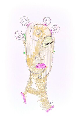 Drawing, ''Face''  Ink Art, Ink Drawing, Wall Art