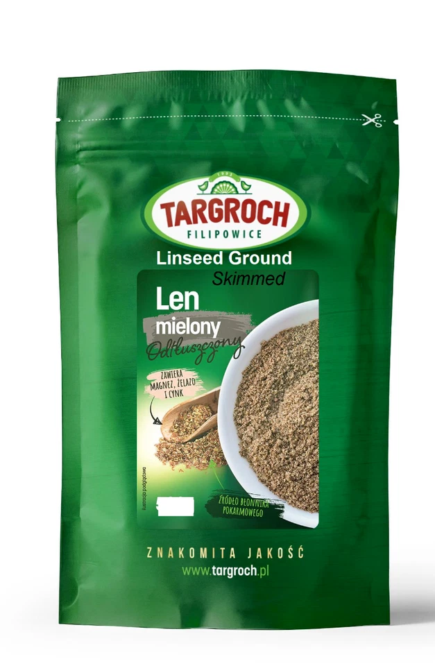 100% Len mielony odtłuszczony 250g 500g 1kg Ground Flax Seeds skimmed TARGROCH