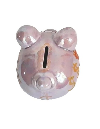 Piggy Bank Pottery Shiny Iridescent Finish Lilac Multicolor Pre-owned - Afbeelding 8 van 11