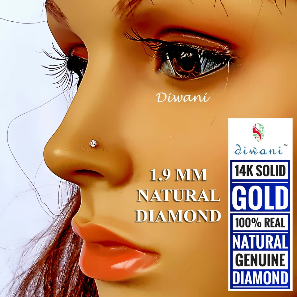 1.9mm Echt Si Diamant Hochzeit Nase Lippen Labret Monroe Piercing Ring Schrauben - Bild 2 von 4