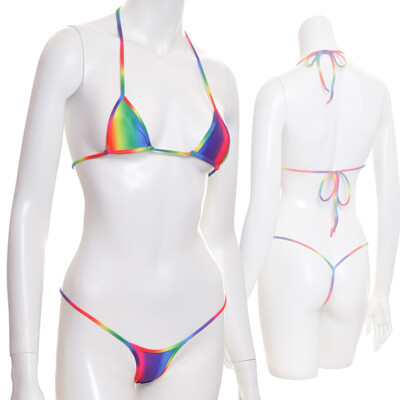 Floral Leopard Rainbow Micro Bikini Set Chaku-ero Stretchy made in