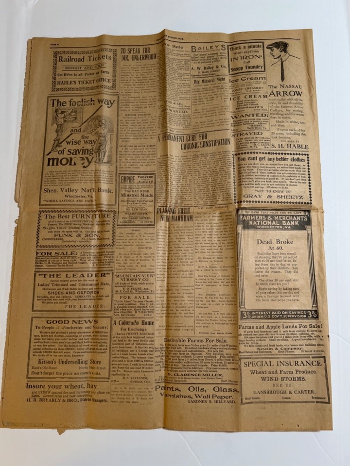 Evening Star Newspaper June 21 1912 Winchester Virginia Roosevelt