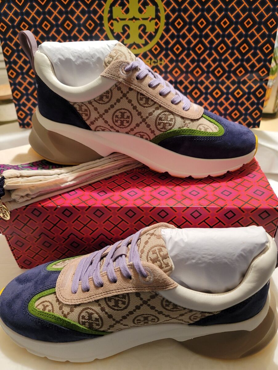 TORY BURCH T MONOGRAM GOOD LUCK TRAINER/SNEAKERS;HAZEL/NAVY TORY BURCH T MONOGRAM GOOD LUCK TRAINER/SNEAKERS;HAZEL/NAVY
