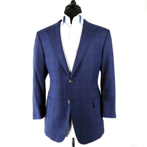 Mint! 42 SH Hickey Freeman Yellow Label Royal Blue Mini Plaid Wool - Picture 5 of 15