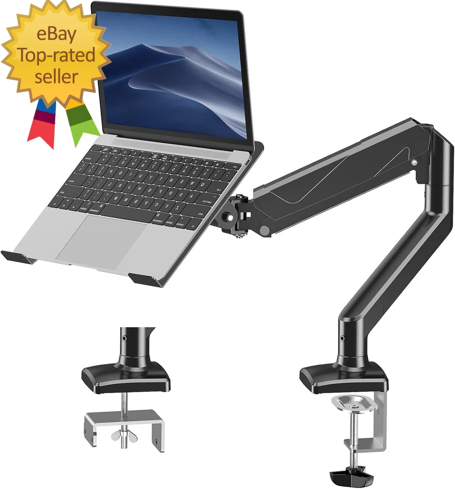 2-in-1 Gas Spring Laptop Stand Desk Mount for Monitor and Laptop