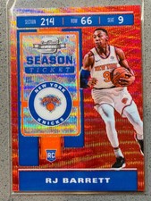2019-20 Contenders Optic 113 RJ Barrett Tmall Red Ruby Wave Season Ticket Rookie