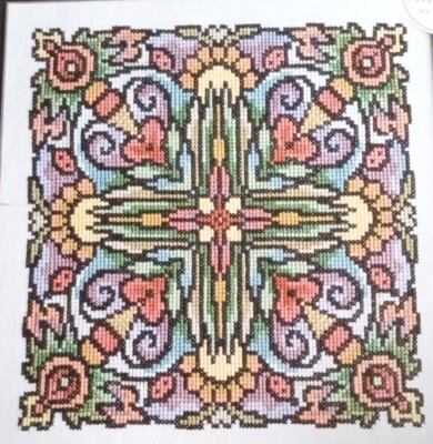 Cross Stitch ''SUMMER MANDALA'' pattern ~ lady bugs, sunflowers, dragonflies
