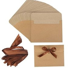 40PCS GIFT ENVELOPES WITH RIBBON MINI KRAFT PAPER ENVELOPES VINTAGE 17.2X12.3CM