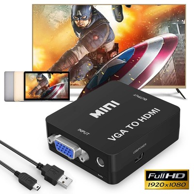 High Speed HD VGA Male to HDMI Female Converter Box w/Audio&USB Cable for Mac/PC