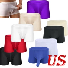 US Men's Sheer Lingerie Boxer Shorts Trunks Elephant Nose Bulge Pouch Underwear