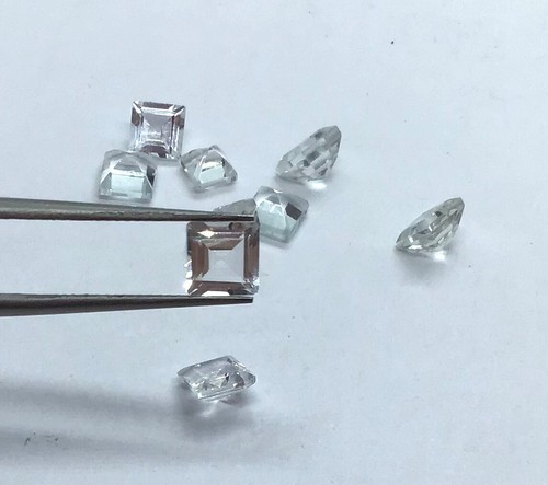 Piedras preciosas sueltas AAA de topacio blanco natural facetado corte cuadrado para joyería surtida - Imagen 21 de 24