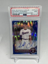 2022 Bowman Chrome Anthony Gutierrez #CPA-AG Blue RayWave Auto /150 PSA 9 Ranger