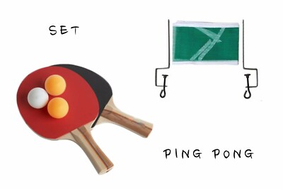 Set 2 Racchette + 3 Palline Mf541 Per Tennis Tavolo Ping Pong