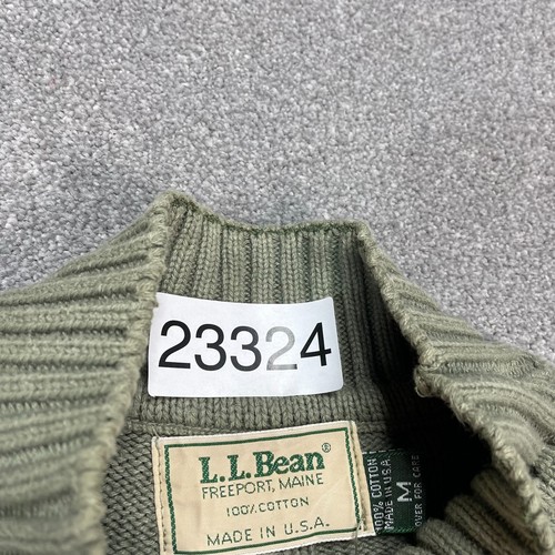 LL Bean Jumper Womens Medium Green USA Made Cable Knit Cotton Pullover Ladies - Picture 4 of 8