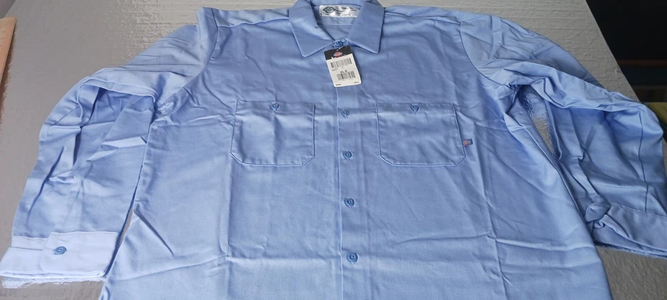 CAMISA DE TRABAJO DICKIES MANGA LARGA AZUL DENIN XL, 100% Algodón Paquete De 2 Camisas Nueva Con Etiquetas Foto 2 de 4