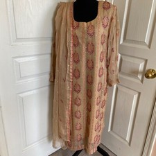 NEW Pakistani India Salwar Kameez Dupatta Eid Party Embroidered 3 PC Suit Size L