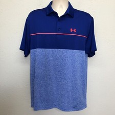 Under Armour The Playoff Polo Mens L Royal Blue Shirt Short Sleeve Stretch