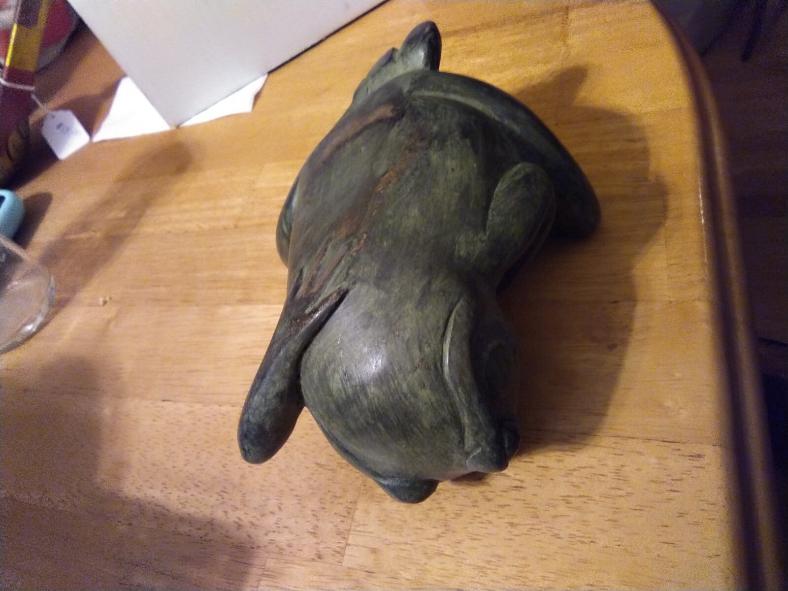 BRONZE SCULPTURE RESTING FROG VINTAGE BULLFROG WHOPPING 3.5 POUNDS PLUS