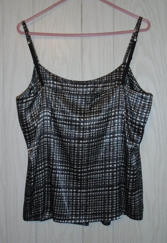 New York & Company Cami Top Built-in Bra Black Gray Plaid Adjustable Strap L EUC - Picture 7 of 9