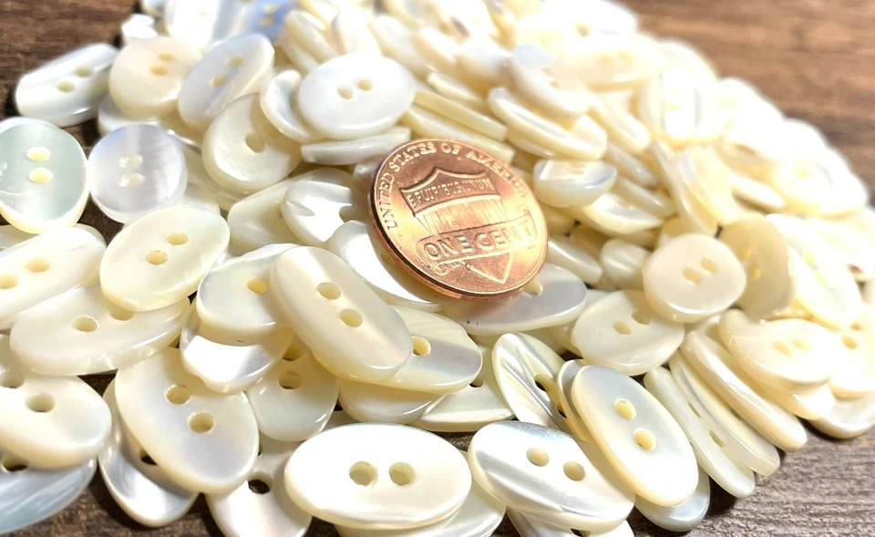 6 Fabulosos Botones de Perla de Río Ovalados Iridiscentes 15 mm Casi 5/8" de Largo 12742 Foto 2 de 4