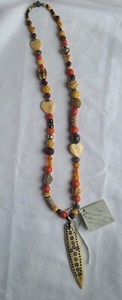 Amber Onyx Bone African Trade Beads Necklace 22" Hand Crafted Unique Estate Find