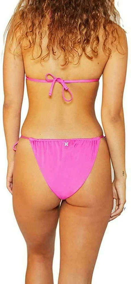 Parte inferior de bikini Hurley deslizante con corbata lateral descarada rosa intenso MD (EE. UU. 6-8) Foto 2 de 2