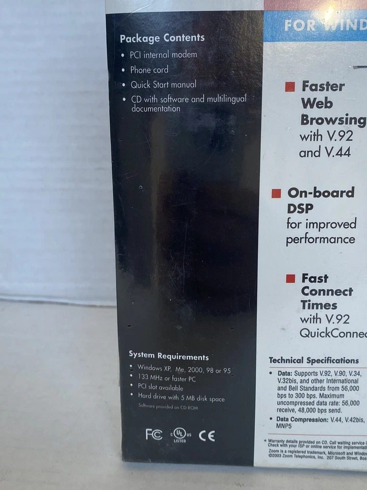 Zoom 56K V.92/V.90 Modem for Windows XP, Me, 2000, 98 and 95 PCI Internal - Image 4 of 4