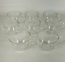 8 Vintage Fire King Clear Glass Punch Mug Cups