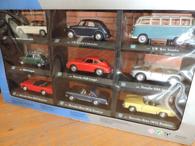 COFFRET CARARAMA 1/43 Mgb Vw cox cab combi Mini Porsche mercedes pagode