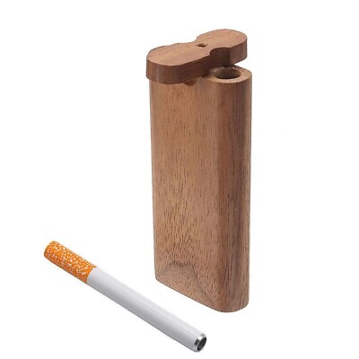 wooden cigarette to quit smoking Wooden Dugout Pipe Self Cleaning Metal Bat Poker Smoking Pipe One Hitter  Kit US