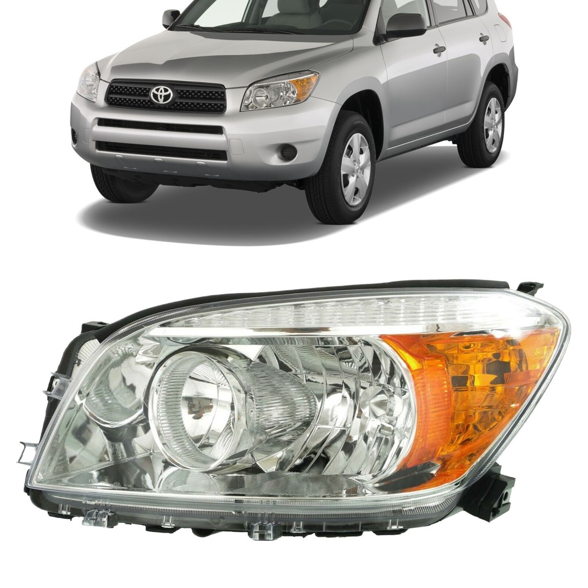 For 2006 2007 2008 Toyota RAV4 Headlight Assembly Chrome Clear