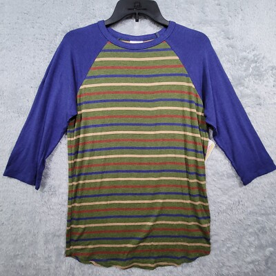 Lularoe Randy Shirt Womens Small Green Blue Striped 3/4 Sleeve Tunic NWT