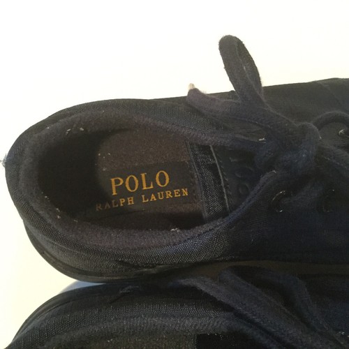 Polo Ralph Lauren Canvas Lace Up Shoes Navy Blue Youth Boys 3 Faxon II - Picture 4 of 7