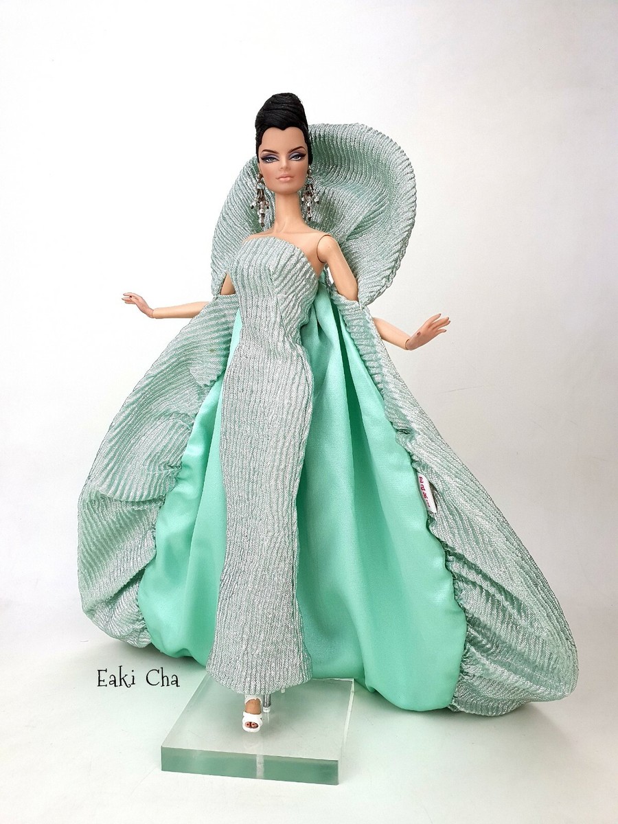 green galaxy dress Goddess Outfit Gown For Barbie Silkstone Fashion Royalty FR BANDAGE-TOP