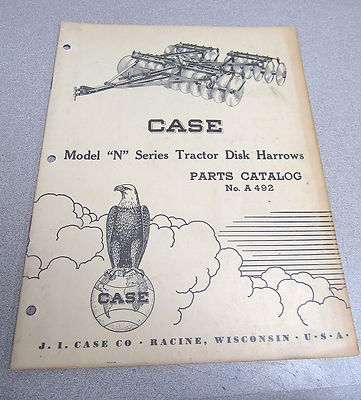 Case N Series Tractor Disk Harrows Parts Catalog Manual A492 10-52