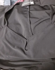 Ladies Plus Size 2X Black Boatneck With Keyhole Mid Length Sleeves Blouse By...