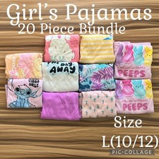 Girls Clothes 20 Piece Bundle Short Sleeve Shorts Pajamas Size L 10/12 