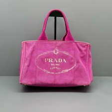 Prada Hot Pink Canvas Tote Handbag AUTH