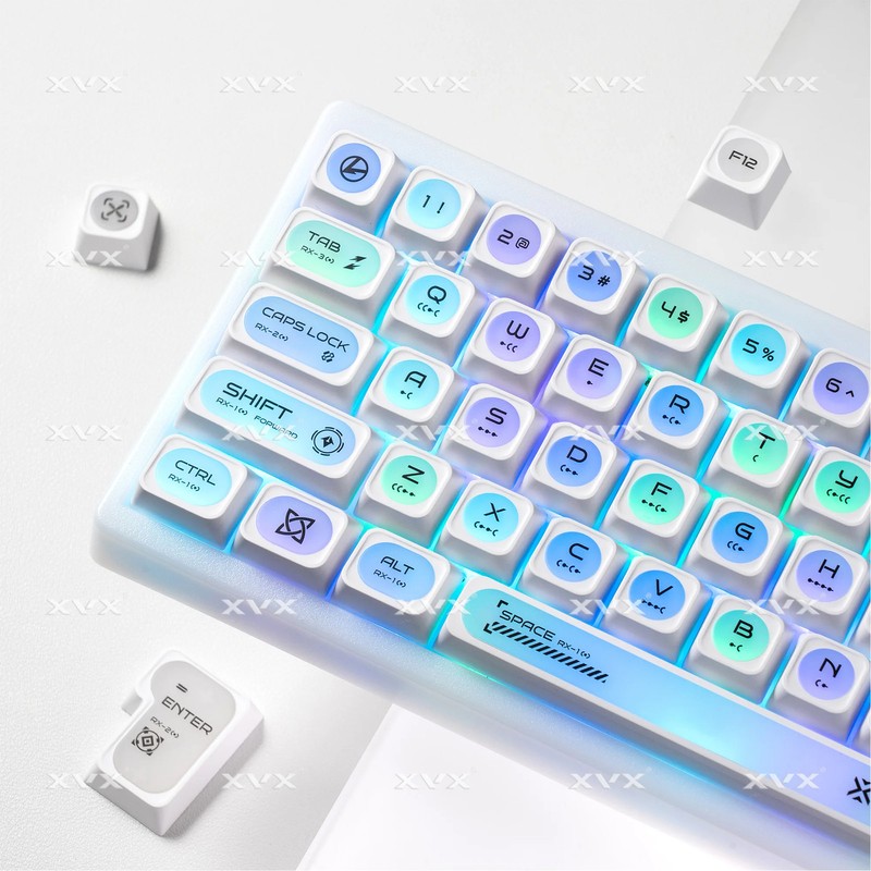 XVX White Cats Eye MAX Profile PBT Keycap Set 136-Key Double Shot MX Switch