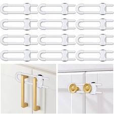 12 Packs Baby Proofing Sliding Cabinet Locks U-Shaped Child Safety Latches Ad...