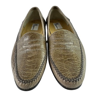 Genuine men MORESCHI Tan Ostrich and Leather Penny Loafers  display picture 3