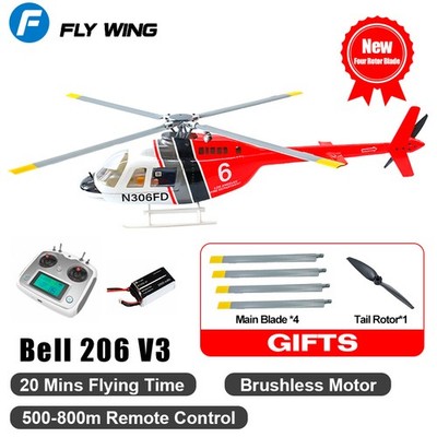 Fly Wing Bell 206 V4 6CH GPS 3D Hovering 4 Blades RC Hubschrauber RTF Main Blads